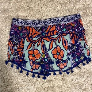 Trina Turk Colorful Floral Tassel Shorts